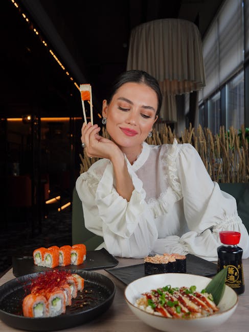 Upscale sushi restaurant interior with modern design